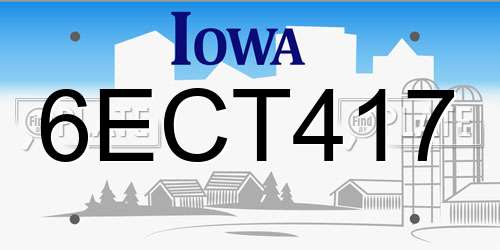 6ECT417 Iowa License Plate