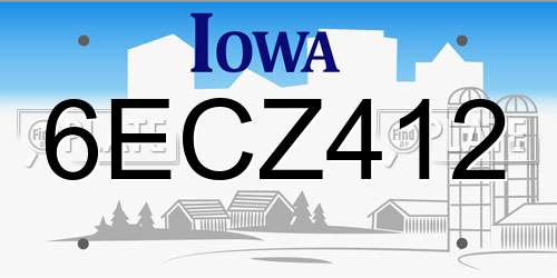 6ECZ412 Iowa License Plate