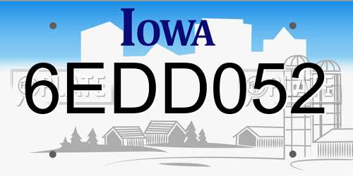 6EDD052 Iowa License Plate