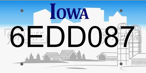 6EDD087 Iowa License Plate