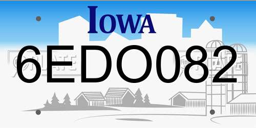 6EDO082 Iowa License Plate