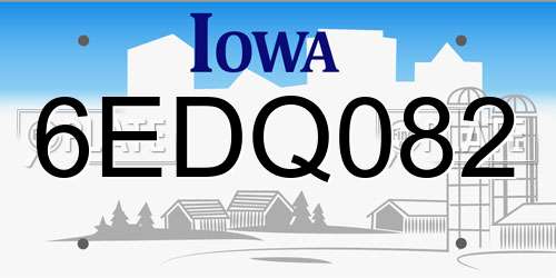 6EDQ082 Iowa License Plate