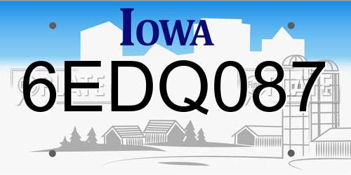 6EDQ087 Iowa License Plate