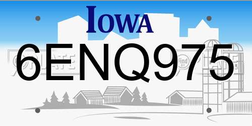6ENQ975 Iowa License Plate