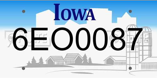 6EO0087 Iowa License Plate