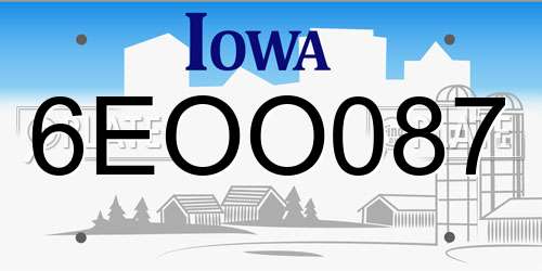 6EOO087 Iowa License Plate