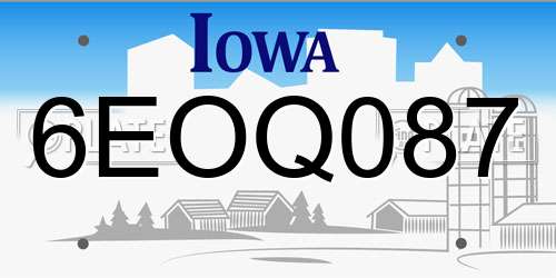 6EOQ087 Iowa License Plate