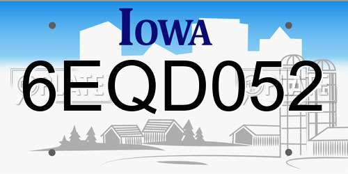 6EQD052 Iowa License Plate