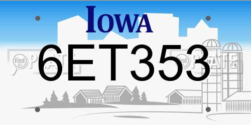 6ET353 Iowa License Plate