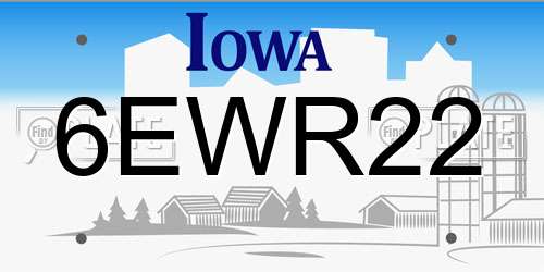 6EWR22 Iowa License Plate