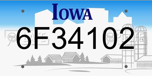 6F34102 Iowa License Plate