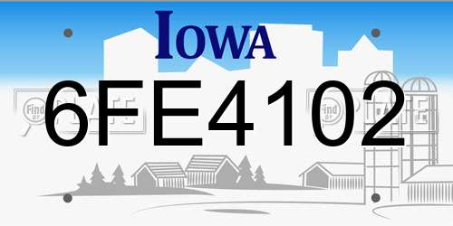 6FE4102 Iowa License Plate