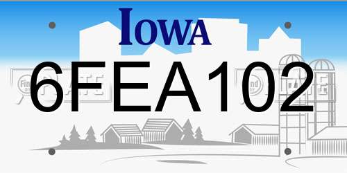 6FEA102 Iowa License Plate