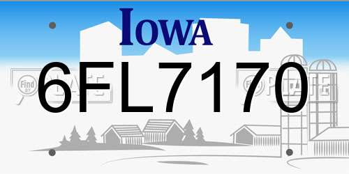6FL7170 Iowa License Plate
