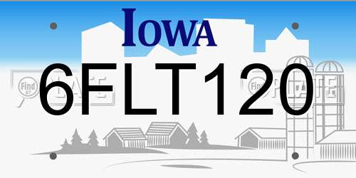 6FLT120 Iowa License Plate