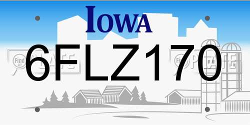 6FLZ170 Iowa License Plate