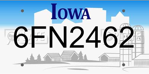 6FN2462 Iowa License Plate