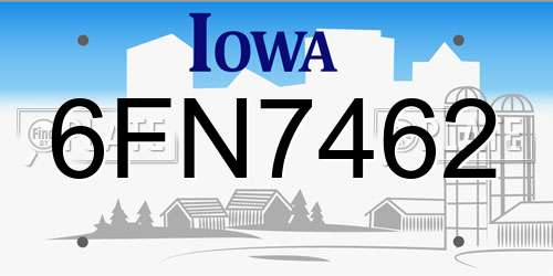 6FN7462 Iowa License Plate