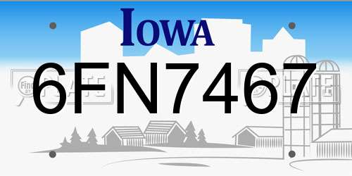 6FN7467 Iowa License Plate
