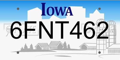6FNT462 Iowa License Plate