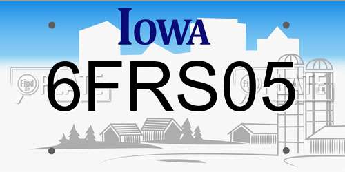 6FRS05 Iowa License Plate