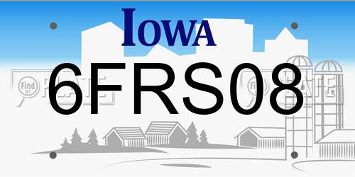 6FRS08 Iowa License Plate