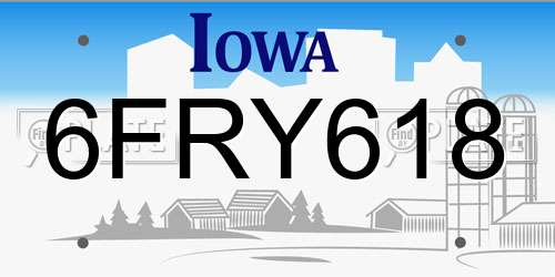 6FRY618 Iowa License Plate