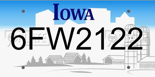 6FW2122 Iowa License Plate