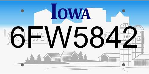 6FW5842 Iowa License Plate