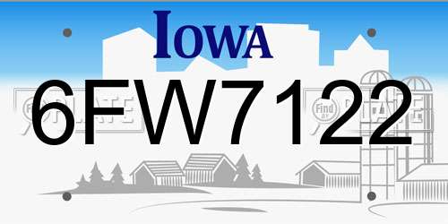 6FW7122 Iowa License Plate