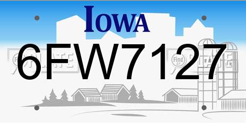 6FW7127 Iowa License Plate