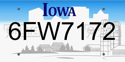 6FW7172 Iowa License Plate