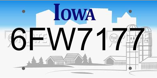 6FW7177 Iowa License Plate