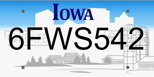 6FWS542 Iowa License Plate