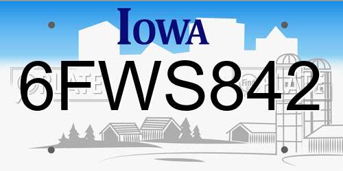 6FWS842 Iowa License Plate