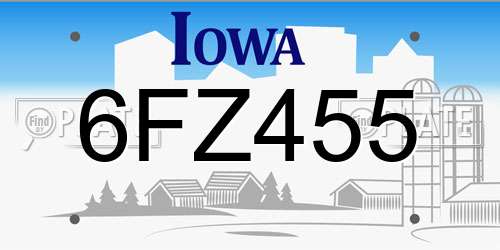 6FZ455 Iowa License Plate
