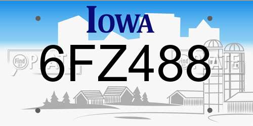 6FZ488 Iowa License Plate