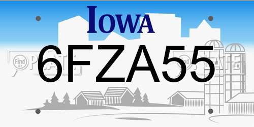 6FZA55 Iowa License Plate
