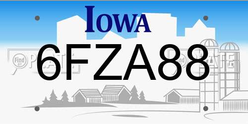 6FZA88 Iowa License Plate