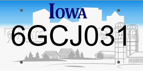6GCJ031 Iowa License Plate