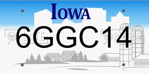6GGC14 Iowa License Plate