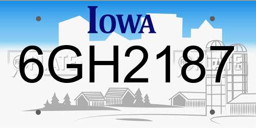 6GH2187 Iowa License Plate