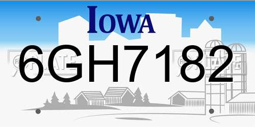 6GH7182 Iowa License Plate