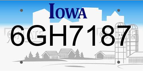 6GH7187 Iowa License Plate