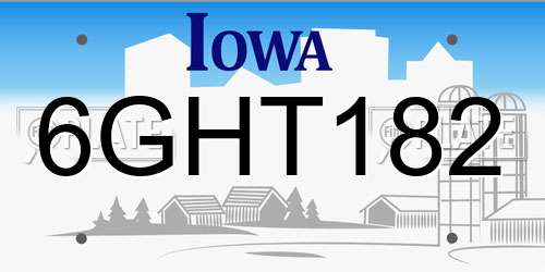6GHT182 Iowa License Plate