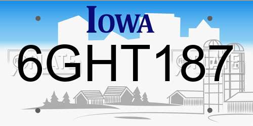 6GHT187 Iowa License Plate
