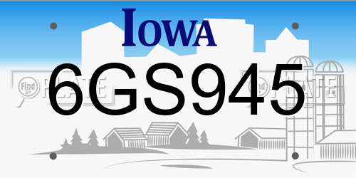 6GS945 Iowa License Plate