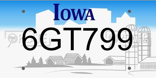 6GT799 Iowa License Plate