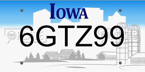 6GTZ99 Iowa License Plate