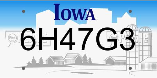 6H47G3 Iowa License Plate